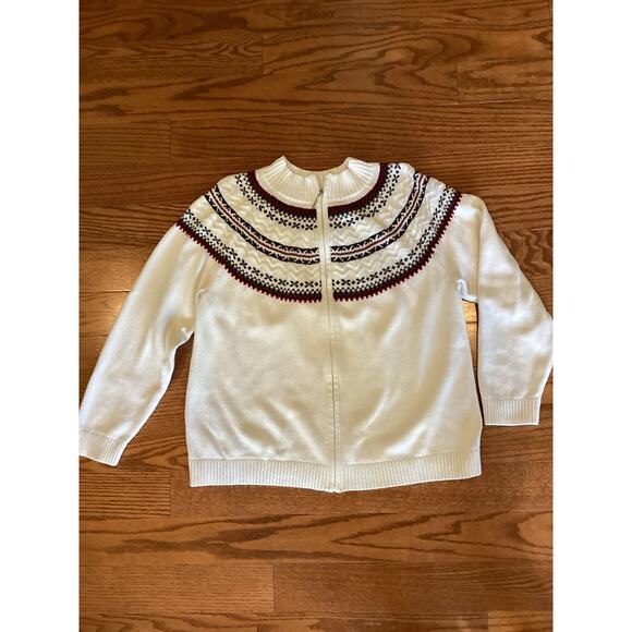 CJ Banks White Zip Cardigan Cotton Preppy Traditional 1X - Picture 1 of 4